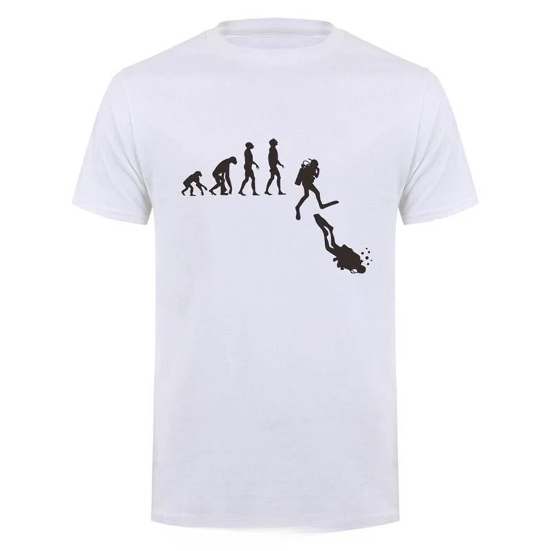 Diving Evolution T Shirt Men Cotton Funny Diver T-shirt Man Clothing High Street Camiseta Basic Tops Fitness T Shirt
