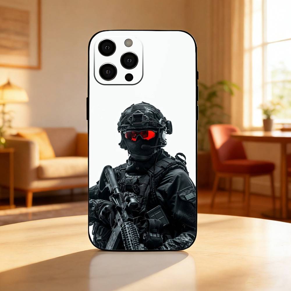 Military Army Special Forces Phone Case For iPhone17,16,15,14,13,12 Plus,Max Soft Silicone Black Cover