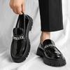 Fashion Big Size Men Fashion Wedding Party Dress Patent Leather Shoes Slip-on Driving Shoe Black Trendy Platform Loafers Youth Footwear