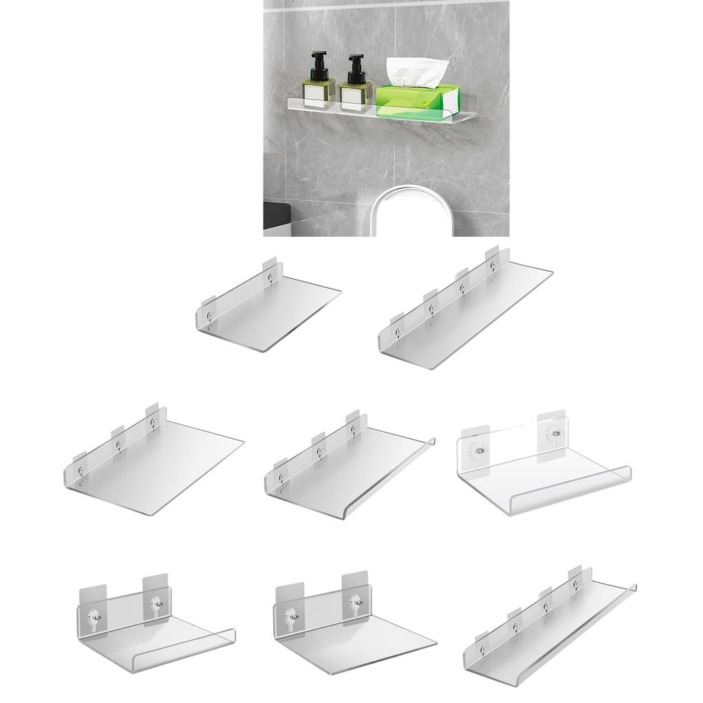 Акриловая полка для хранения, настенный органайзер, прозрачная плавающая полка для демонстрации, организация без сверления для ванной комнаты, кухни