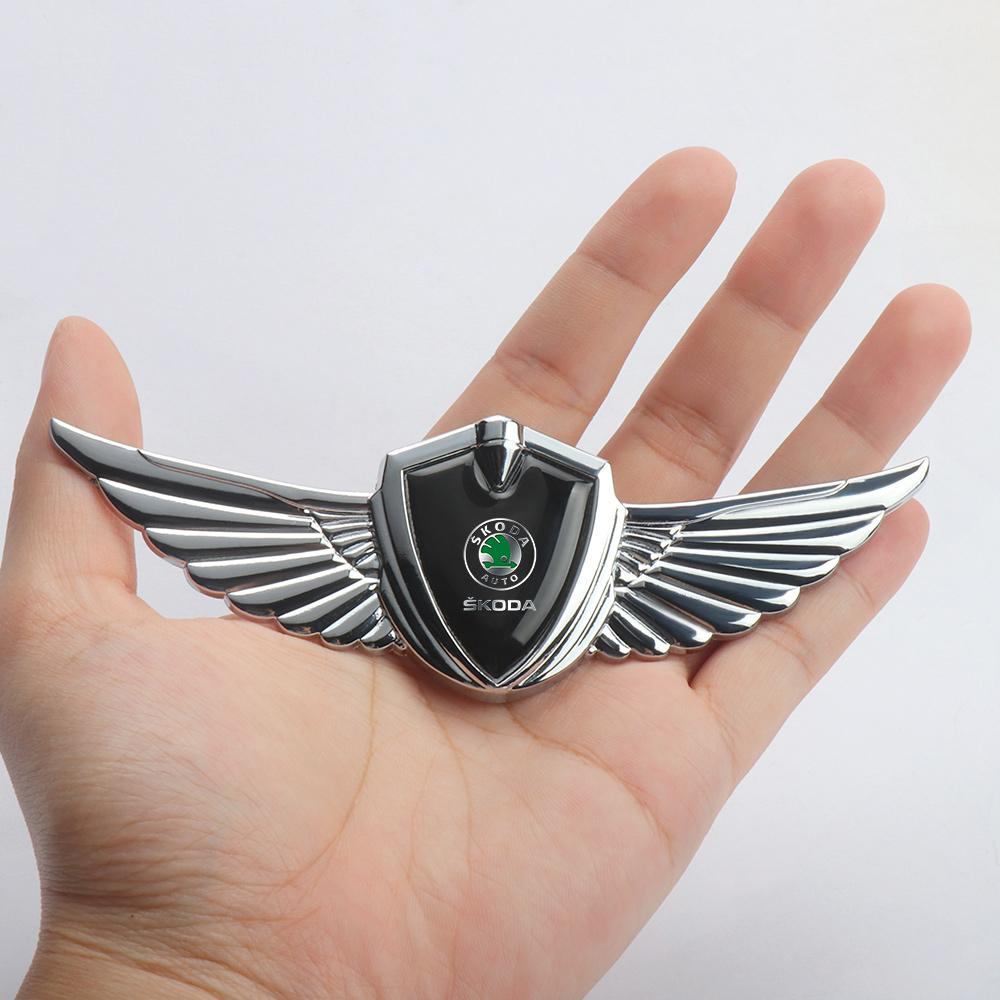 lkdxh8 For Skoda Fabia Rapid Superb Octavia A 5 A7 2 Scala Kodiaq Karop Car Styling 3D Metal Wings Trunk Side Window Body Sticker Decal