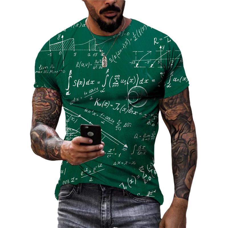 New Summer New Fashion 3D Formula Pattern Fashion Men's Casual Street Vintage Style Print O Neck Short Sleeve T-shirt