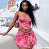European and American Style Fashionable Women's Printed Sexy Camisole Vest Split Half Skirt Two-piece Set