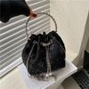 Модные нейлоновые сумки через плечо Плиссированный цветочный дизайн Круглая ручная сумка Изысканная цепочка Сумка через плечо Женская