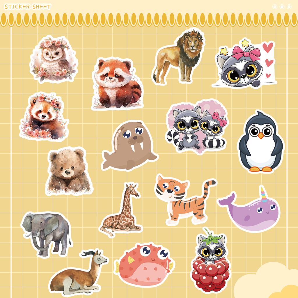 50 Non-Repeat Animal Graffiti Stickers Mobile Ticket Decoration Waterproof Stickers DIY Hand Account Stickers