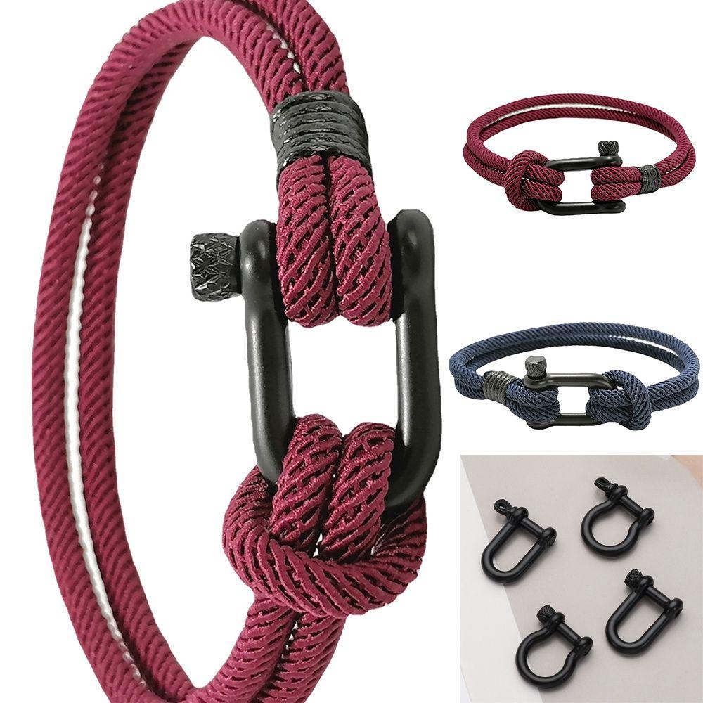 4 Styles Shackle Fob Bracelet Buckle Key Ring Keychain Hook D Bow Staples Solid Carabiner