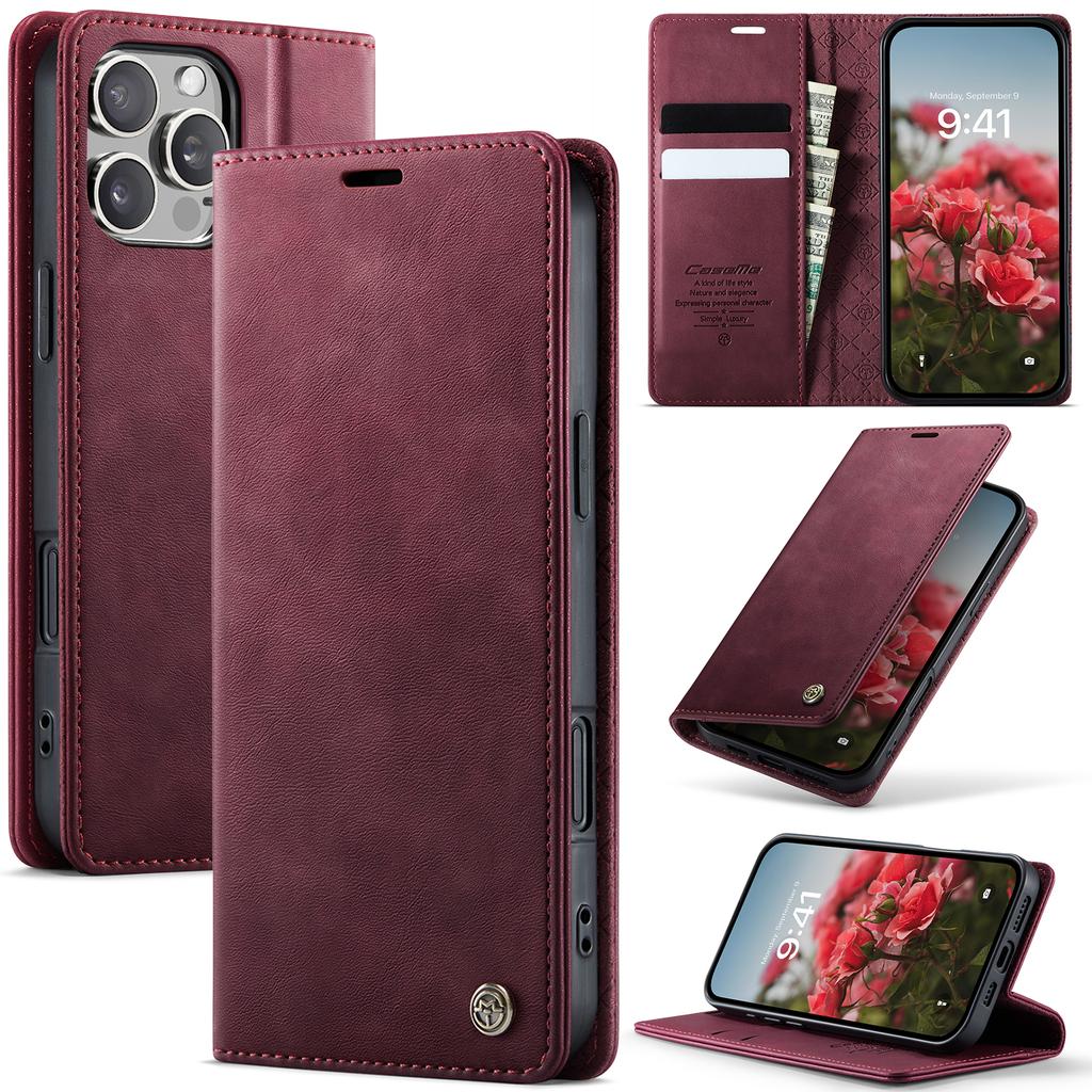 Кожаный чехол-книжка с карманом для карт для iPhone 17 16 15 14 Plus 13 12 11 Pro Max с магнитной подставкой и противоударной крышкой