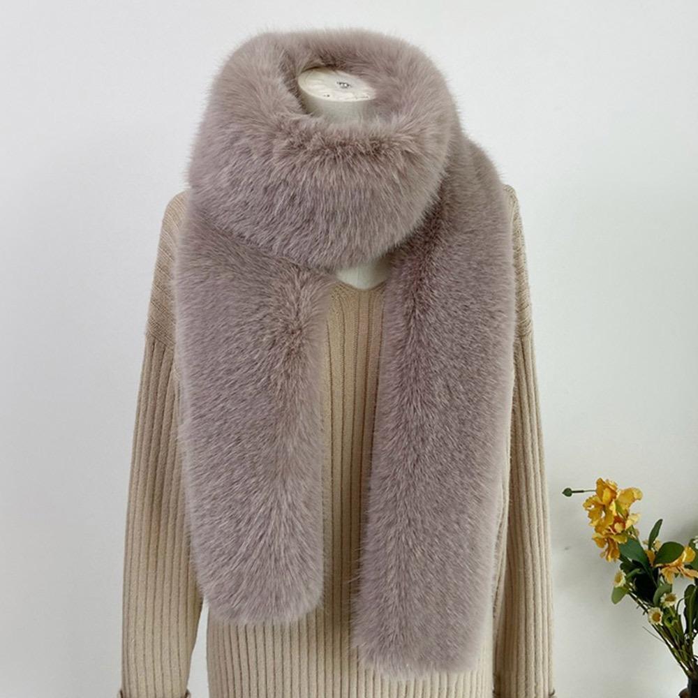 Fashionable 180cm Fake Fur Long Scarf Soft Fur Decor Winter Fluffy Scarf Thick Ladies Neck Warmer Scarves Outdoor