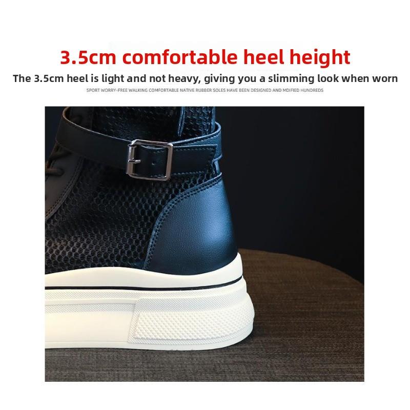 Модные летние ботинки для женщин Модные высокие повседневные ботинки на платформе Дышащие сетчатые ботинки с вырезами для женщин До середины икры Ботинки Кроссовки