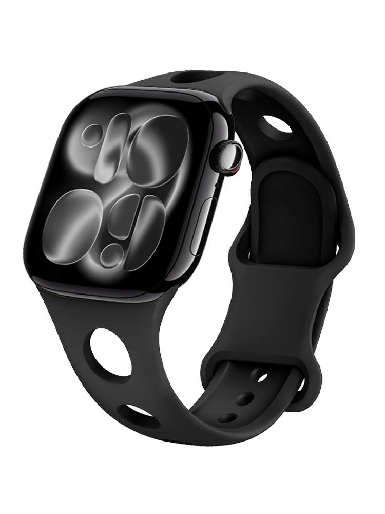 Силиконовый спортивный ремешок для Apple Watch Band 46мм 45мм 44мм 40мм 49мм 41 42 дышащий браслет correa Серии 11 10 7 8 9 Ultra SE