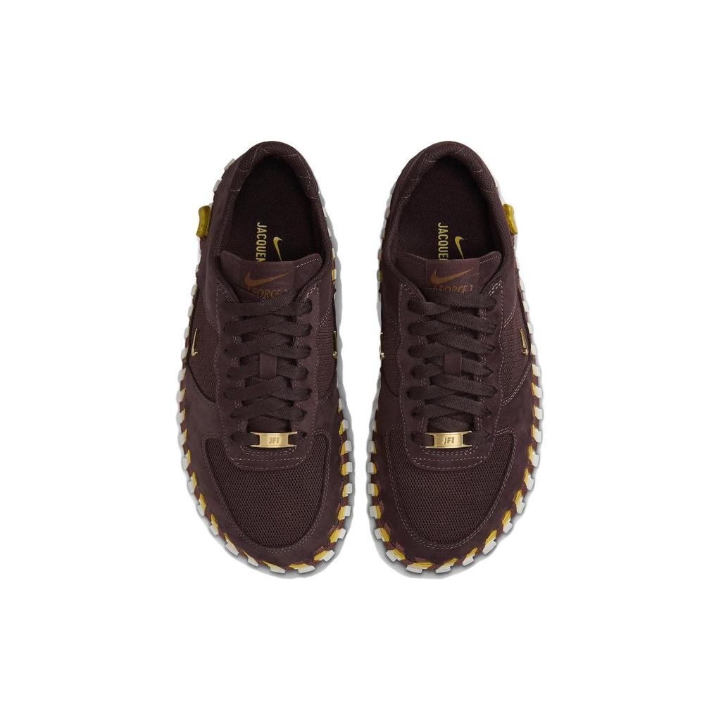 Jacquemus X Nike  J Force 1 Low LX SP Earth Women Sneakers Brown Metallic-Gold Blue-Lightning DR0424-200