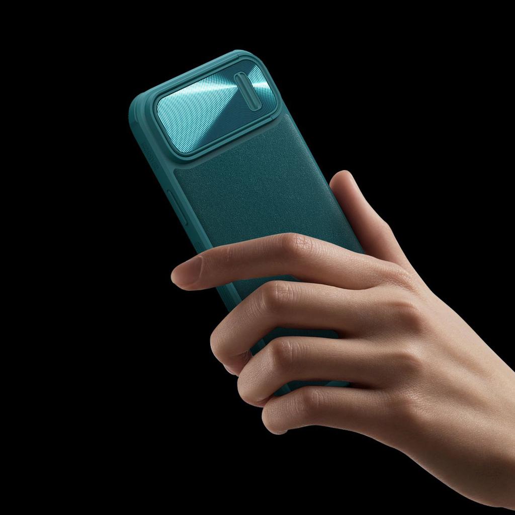 Чехол Nillkin CamShield S Leather для iPhone 14 - черный с крышкой камеры