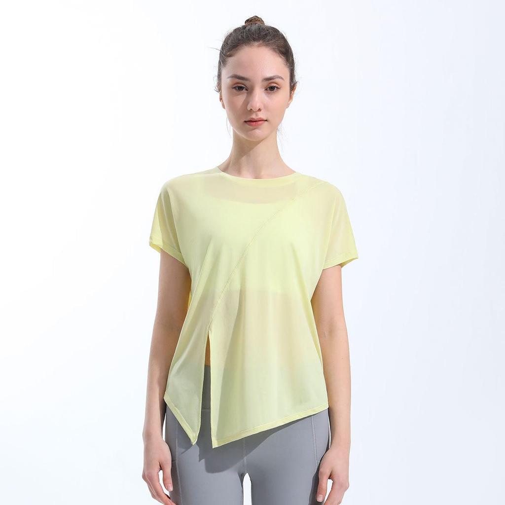 Женская спортивная футболка с завязками, быстросохнущая – с коротким рукавом, дышащая, свободного кроя, накидка для йоги