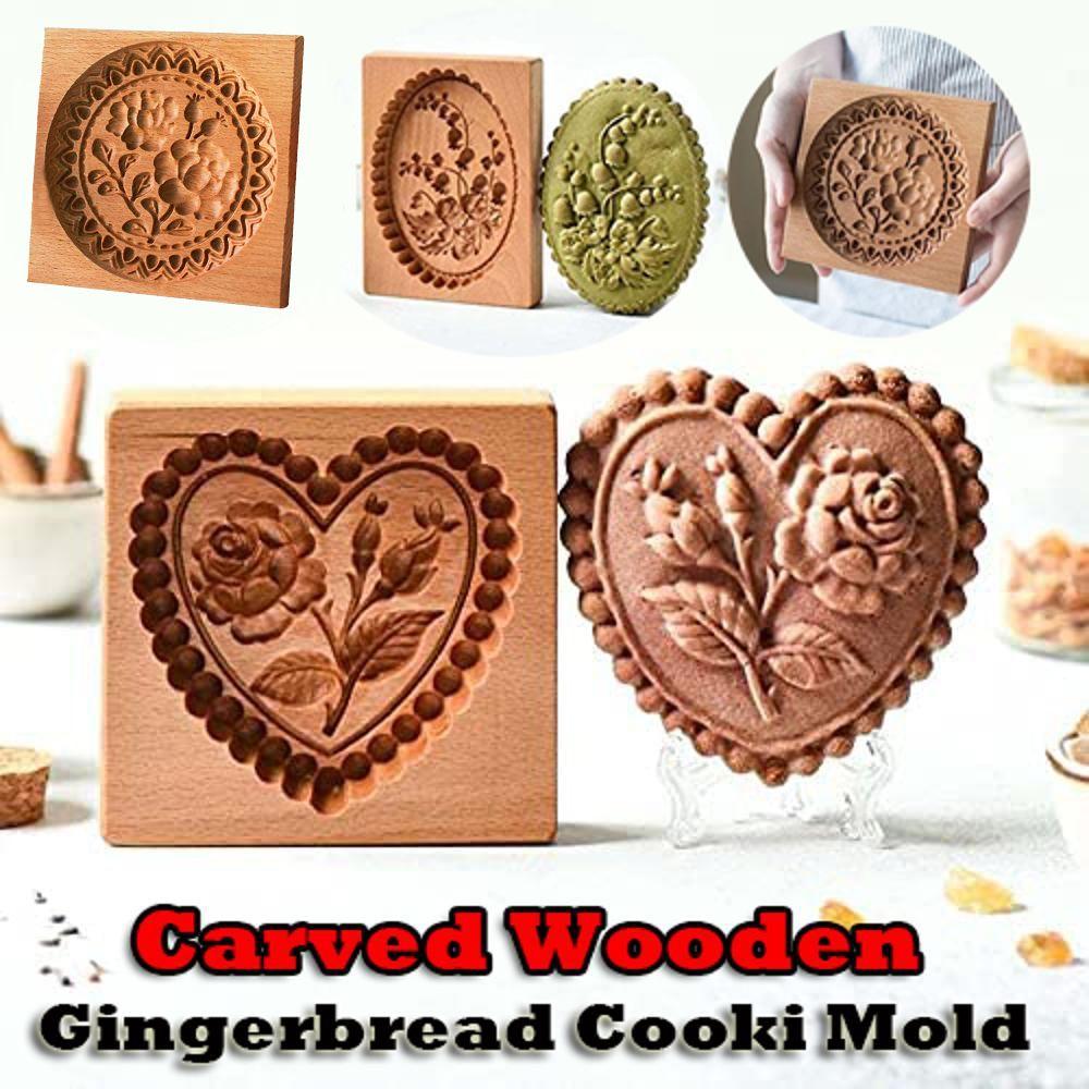 Деревянная форма для печенья с помадкой и сердцем, форма для печенья, резная форма для песочного печенья, резная форма