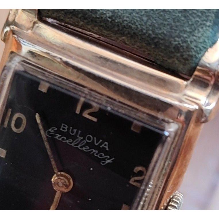 Used Final Price Drop! BULOVA Excellency Antique Manual Wind Watch Black Dial Rockabilly