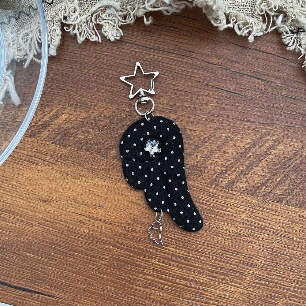 Fabric Material Vintage Angel Wing Keychain Rhinestone Keychain Gift Accessory