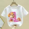 Paw Patrol Skye T-shirt for Children Cartoon Letter A-Z Tee Top Girls White Round Collar Clothes Fashion Anime Kid Clothing Gift