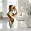 Modern Home Decor 2D Flat Elegant Wooden Couple Statue Artificial Wood for Living Room Bedroom or Office Sculpture Decoration