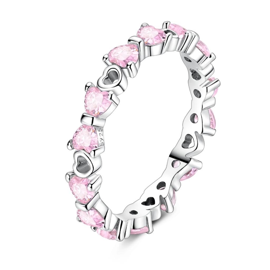 New In Authentic copper Ring for Women Gold Plated Pink Heart Zircon CZ Finger Ring copper Authentic Jewellery Wedding