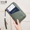 New Anti-theft Brush Passport Bag, Multi-functional Storage ID Bag, Long Double Zipper Crossbody Passport Bag