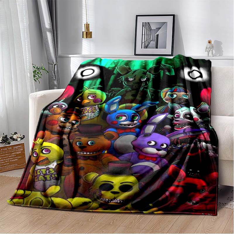 New *Five Nights at Freddy's* blanket featuring 3D prints of game characters; soft, horror-game-themed design.02
