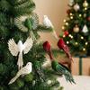 Soft Fluffy Glitter Christmas Bird Clip Ornament Artificial Spread-Wing Bird  Home Decor
