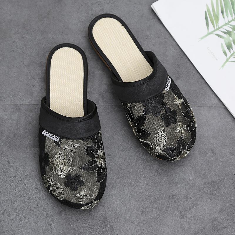 Женские летние тапочки Baotou, китайские сандалии с вышитыми цветами, женские повседневные шлепанцы, национальная домашняя обувь для отдыха на открытом воздухе