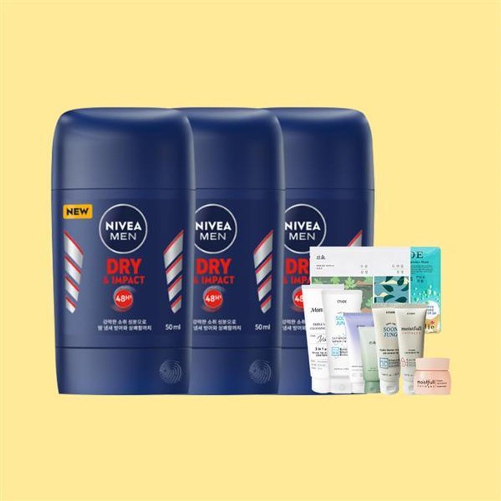 Nivea Мужской дезодорант-стик Dry Impact x3 + 1 случайный тип