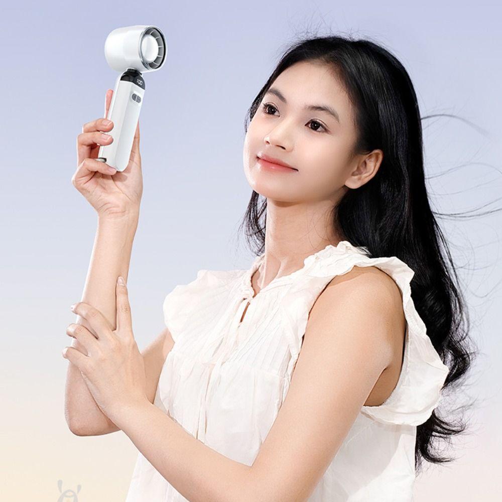 LED Digital Display Small USB Charging Fan Rechargeable Turbo Fan Mini Hand Fan Women Makeup Tools