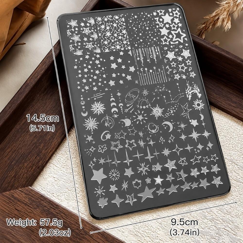 Star Moon Nail Stamping Plates Rectangle Shape Silicone Stamp Printing Template Manicure Tools