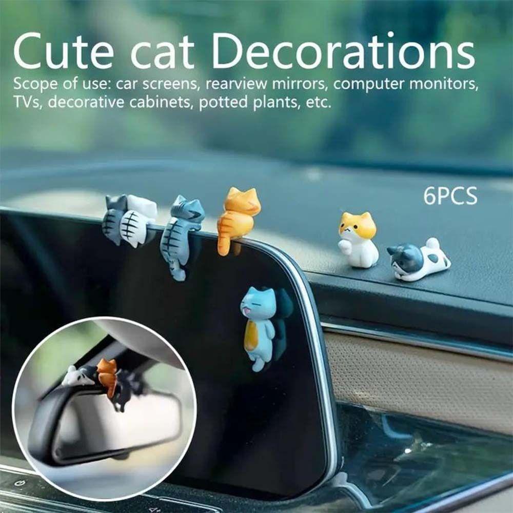 Computer Decoration Cat Figurines Micro Landscape Car Dashboard Ornament  Auto Interior