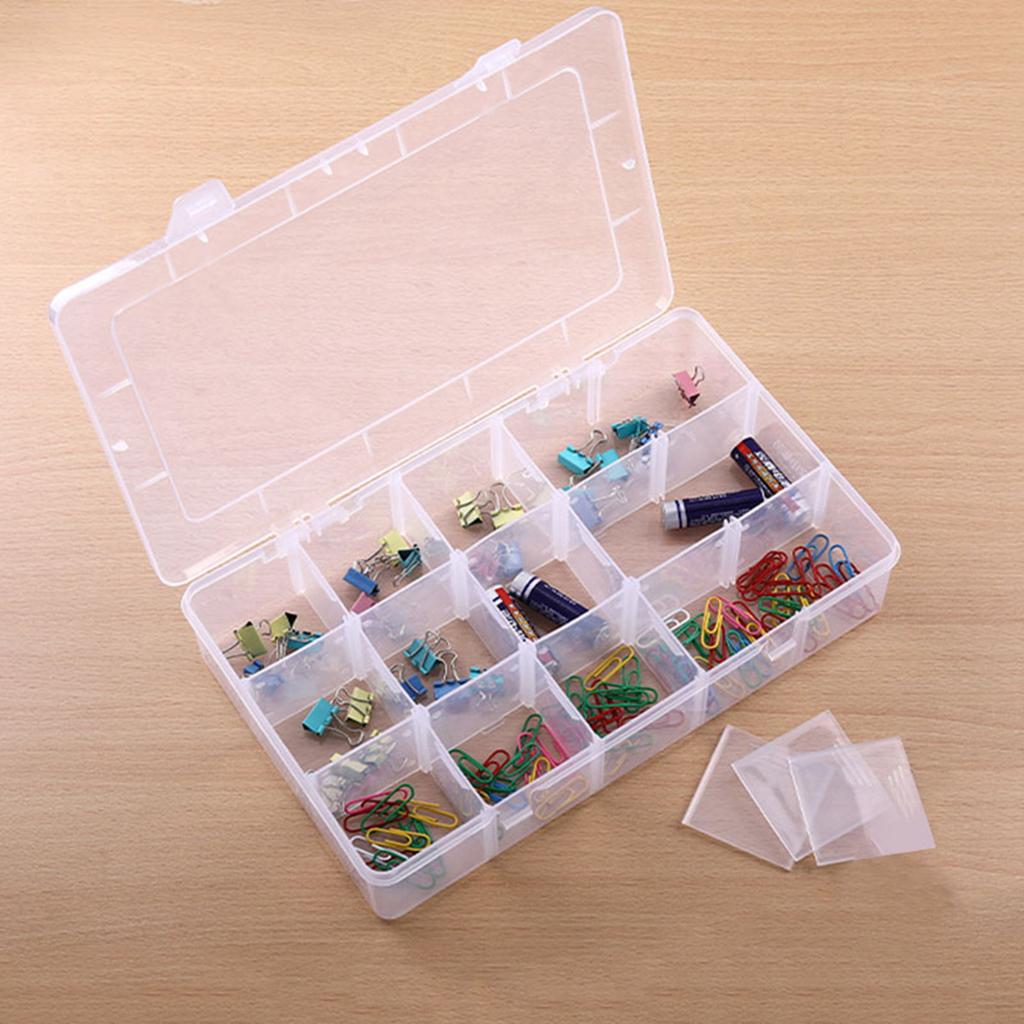 15 сеток пластиковый органайзер коробка утолщение съемный видимый контейнер для бусин с крышкой