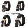 Men's Extra Long Khaki Leather Belt with Automatic Buckle - 140-150cm Casual Business Cowhide Waist Belt