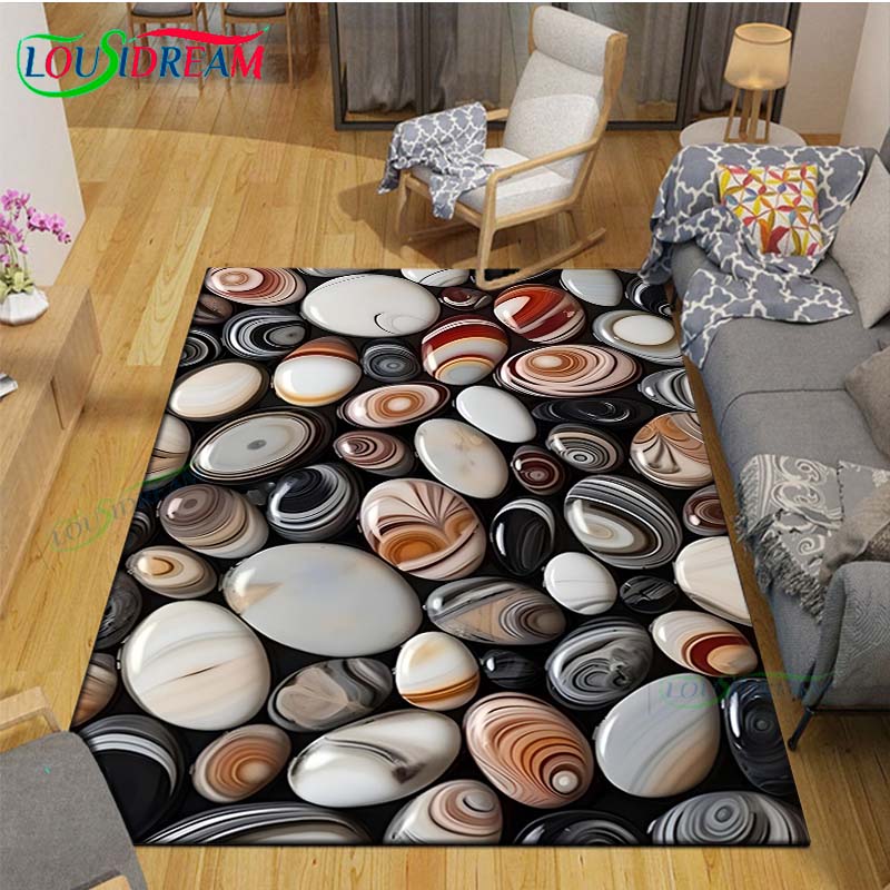 3D Funny Pebble Decor Carpet for Outdoor Balcony Garden Coffee Table Bedroom Area Rugs Kitchen Un-slip Floor Mat Alfombra Gift