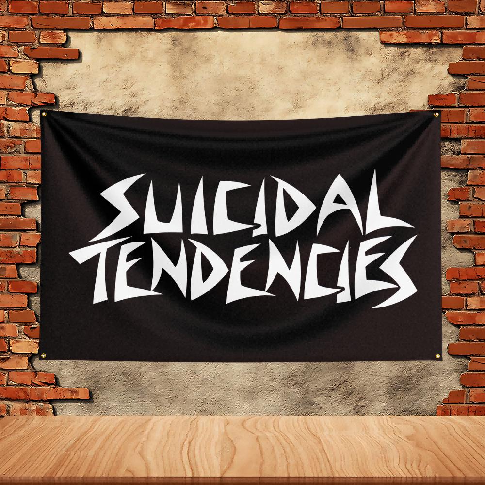Флаг-знамя группы Suicidal Tendency, Полиэстеровое флаг-знамя с принтом, Гобелен для украшения сада, гаража, Флаг для концерта
