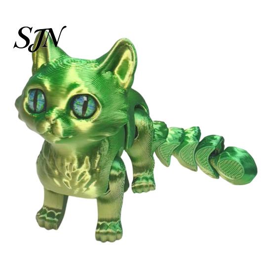Calming Sensory Tools for Anxiety 3D Printed Cat Toy, Articulated Movable Joint Figurine Desk Non-Toxic Toys Decor, Cute Fidget Toy Kids Adults,