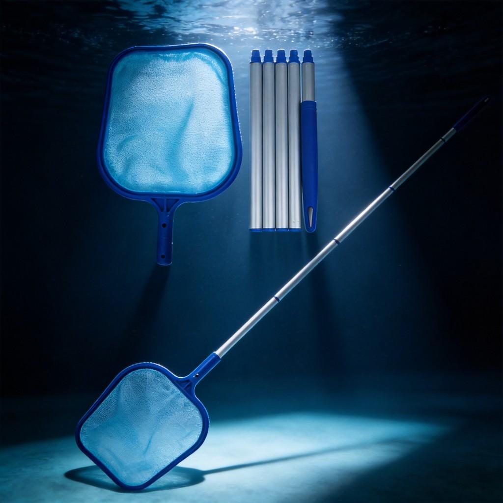 Pool Skimmer Net With Detachable Aluminum Handle For Inground And Above Ground Pools