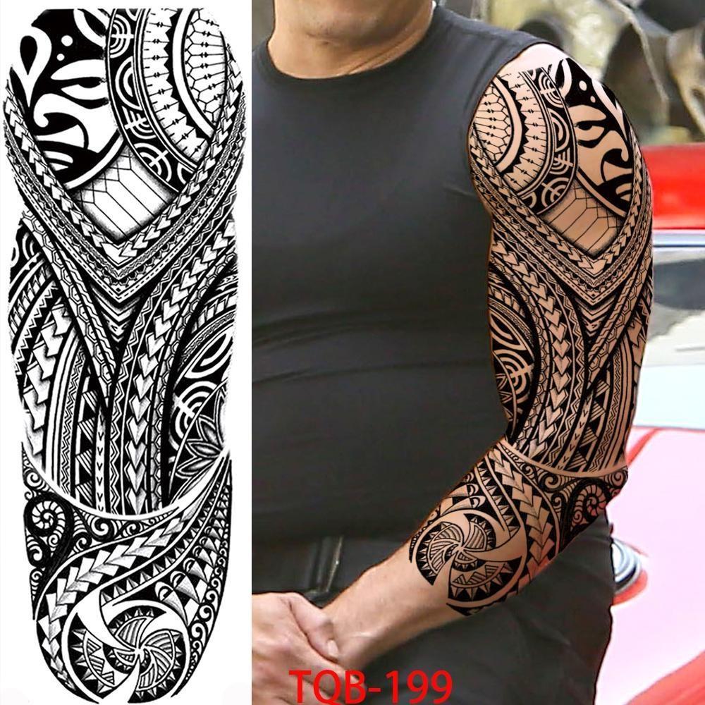 1 PC 480*170MM Full Arm Temporary Tattoo Sticker Sleeve Men Women Fashion Sexy Fake Tattoo Wolf Lion Tiger Painting Tattoo Skull Angel Tattoo