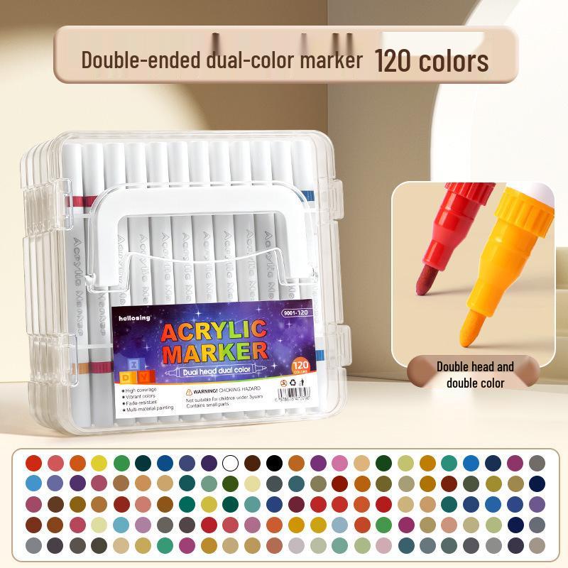 Acrylic Non-Bleeding Double-Ended Marker Pens for Kids, Washable and Layerable Watercolor and Colored Pens for Students.