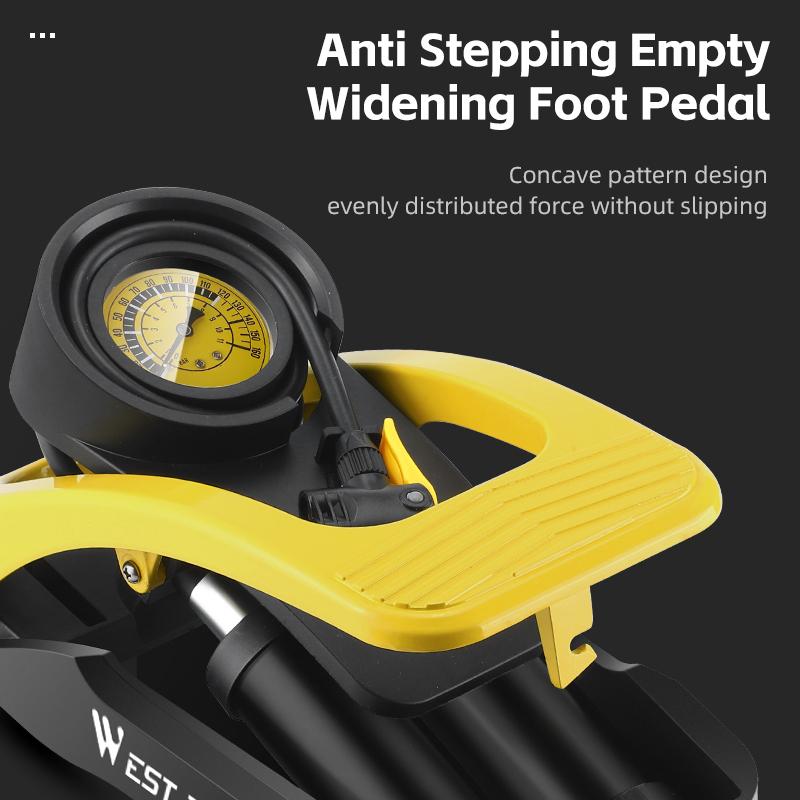 WEST BIKING Портативный ножной велосипедный насос 160PSI Накачиватель шин для велосипеда с манометром Клапан AV/FV Автомобильный Мотоциклетный Велосипедный насос