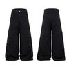 Mens Loose Fit Wide Leg Denim Pants Streetwear Style With Rivets Pleats Patchwork Washed Cotton Jeans