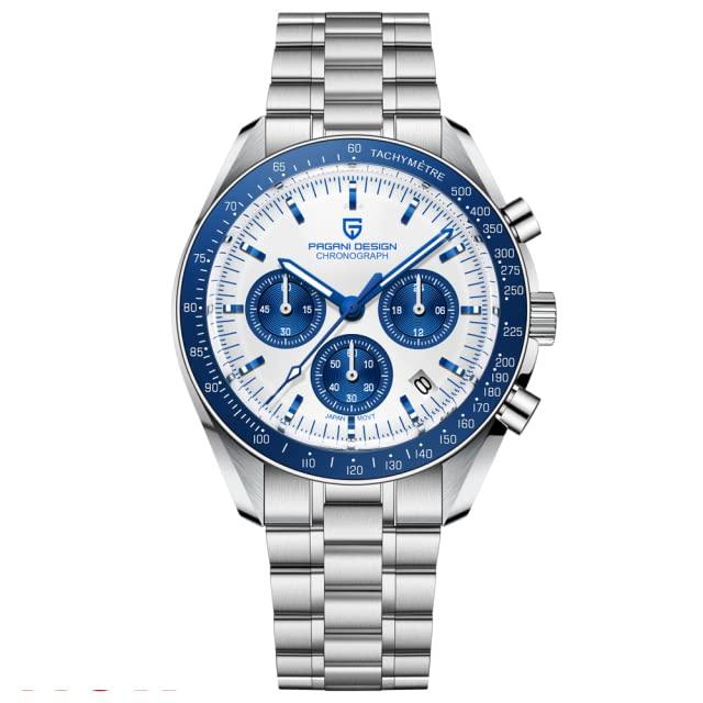 Мужские часы Pagani Design, Сделано в Японии, Кварцевый механизм SEIKO, Хронограф Speedmaster, с корпусом, Водонепроницаемые, Деловые/Рабочие Классические часы, Нержавеющая сталь