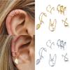Women Fake Cartilage Clip On Gold Leaf Clip Earrings Non-Piercing Cartilage Earrings Ear Cuffs