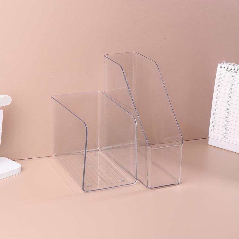 1pc Transparent Acrylic Bookends Stand Bookshelf Desktop Decorative Storage Rack Bookend Book Holder Organizer School Stationery