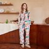 Пижамы из шелка Ice Silk, женская весенняя новинка, кардиган с длинными рукавами и принтом, комплект домашней одежды на весну и осень