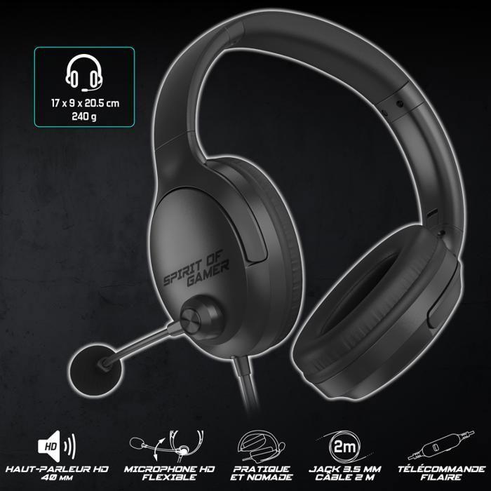 Casque Gaming - SPIRIT OF GAMER - PRO H4 DARK - Filaire - Stéréo 2.0 - Circum-aural