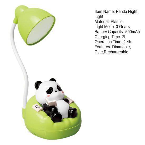 Светодиодная настольная лампа Panda Night Light с ящиком для чтения, регулируемая яркость, перезаряжаемая настольная лампа Panda для детской комнаты, спальни