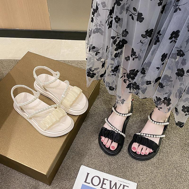 Новая корейская версия повседневной моды: нескользящие сандалии с жемчужинами на толстой подошве