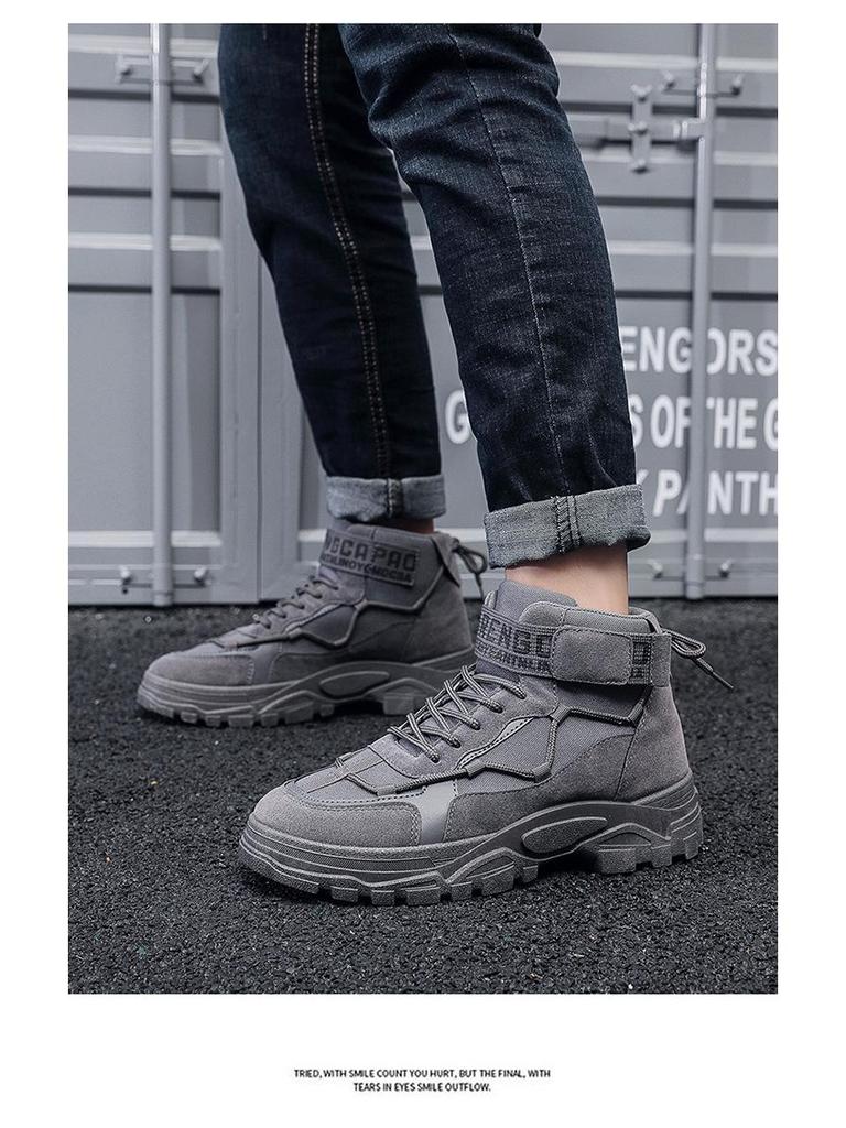 Мужские ботинки Martin на весну/осень — повседневная рабочая одежда с высоким берцем, корейский британский стиль.