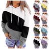 Women's Casual O-Neck Contrast Color Long Sleeve Top Pullover Sweatshir